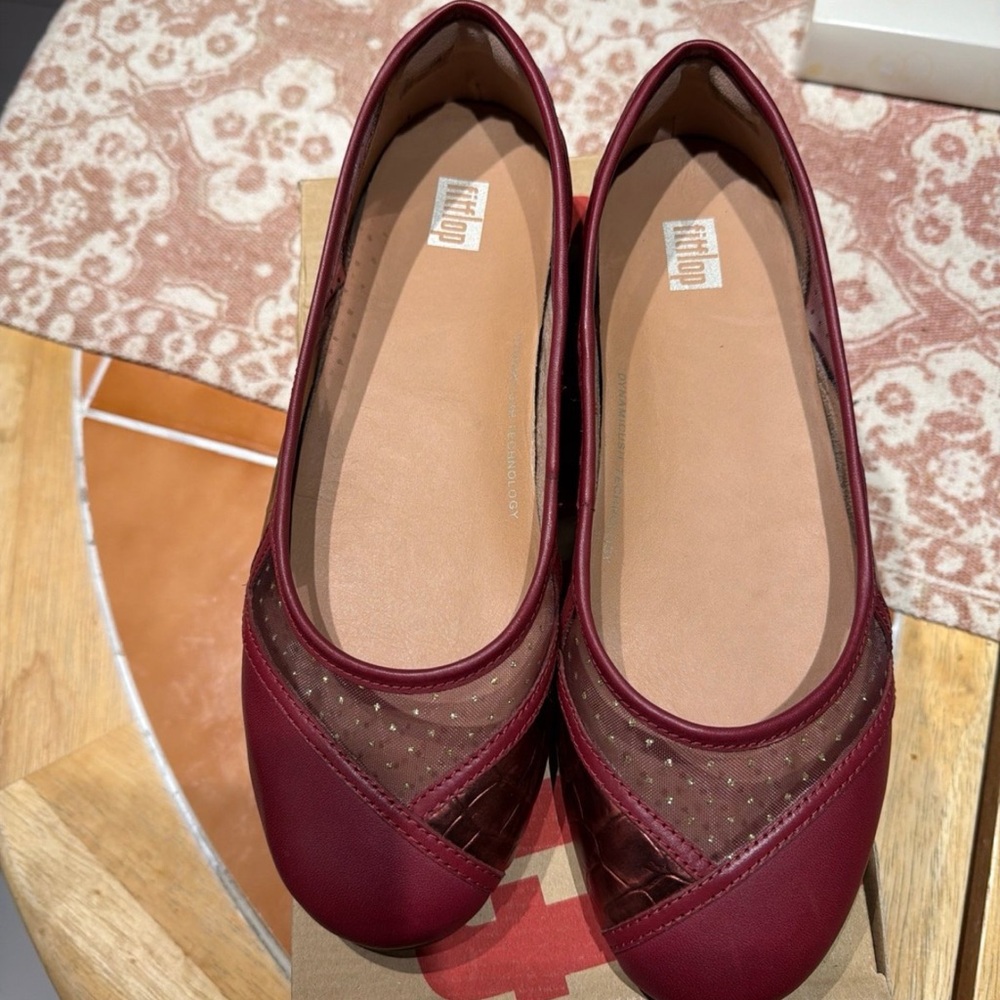 Fitflop Burgundy Mesh Ballet Flats